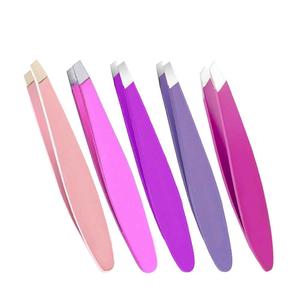 Mini pinzas de Material de acero inoxidable con etiqueta privada, pinzas para cejas de la mejor calidad, pinzas pequeñas para cejas con punta inclinada - Product Image 1