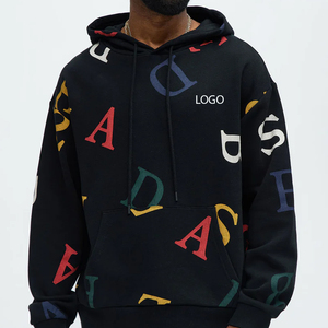 Sweat à capuche de haute qualité, pull-over imprimé, streetwear tendance / respirant, sweat à capuche imprimé lettres, logo personnalisé en gros pour hommes 2026 - Product Image 1