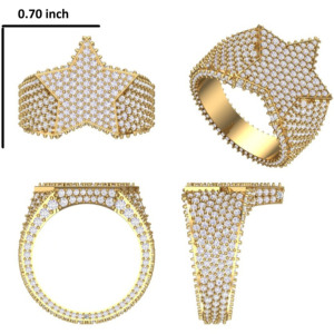 New Arrival Latest Design Hip Hop <b>Men</b> <b>Ring</b> 925 Sterling <b>Silver</b> Iced Out Round Cut Moissanite Diamond Star <b>Ring</b> - Product Image 6