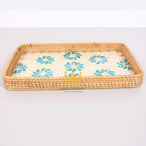 Venta al por mayor de bandejas de ratán y nácar para servir comida, té, café, mesa de comedor, tamaño personalizado de Vietnam - Product Image 1