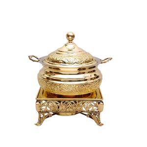 Luxury Gold Plated Hammered Design Tabletop Food Warmer Chafing Dishes for <b>Warming</b> & <b>Holding</b> Catering <b>Equipment</b> - Product Image 3