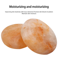 6 buah terapi batu panas pijat hidroterapi Oval alami garam Himalaya merah muda kristal batu panas meningkatkan sirkulasi darah