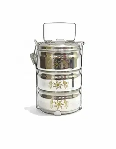 Sale from Indian Vendor 304 stainless steel lunch box tiffin bento box with lock clips design metal lunch box container