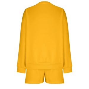 2025เซ็ตกางเกงขาสั้นกีฬาสองชิ้นสำหรับฤดูหนาวของผู้หญิงเสื้อถักแขนยาวผ้าสแปนเด็กซ์/ โพลีเอสเตอร์ลำลองสีพื้นระบายอากาศ - Product Image 3