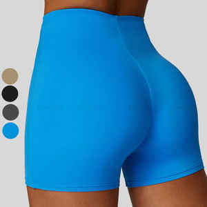 Short d'entraînement taille haute pour femme, couleur unie, sans couture, sport, course, fitness, yoga - Product Image 1