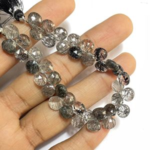 Cuentas de Briolette con forma de corazón facetado de rutilo negro de 6mm, piedras preciosas calibradas para suministros de cuentas - Product Image 3