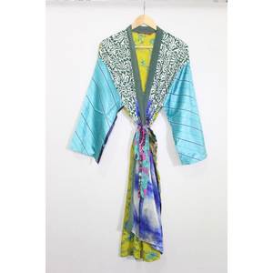 Vintage Silk Saree <b>Kimono</b> <b>Women</b> Robe <b>Kimono</b> Dress Bathrobe Maxi Gown - Product Image 6