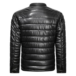 Chaqueta Bomber de cuero de manga larga para hombre de calidad superior al por mayor 2024 color personalizado con cuello levantado y decoración bordada - Product Image 5