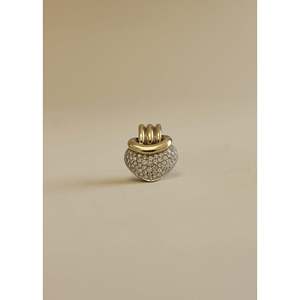 จี้เพชรรูปหัวใจแบบหนา 18K สไตล์วินเทจ พร้อมสายคล้อง - Product Image 1