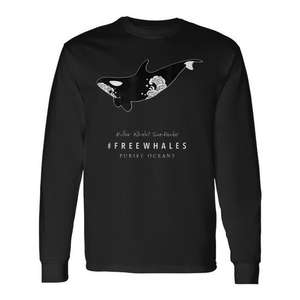 T-shirt à manches longues Orca Killer Whale, écologique, unisexe, col rond, en coton, vêtements promotionnels - Product Image 1