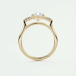 2.56 Carat Ovale Moissanite Gemstone Ring avec 925 Sterling Silver Poire Cut Side Stones Cathedral Set Three Stone Engagement Gift - Product Image 4