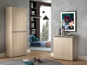 Armario de Madera Multiusos con Manija Empotrada, 4 Puertas y 7 Estantes Ajustables, Diseño Moderno y Minimalista para Almacenamiento de Zapatos - Product Image 3