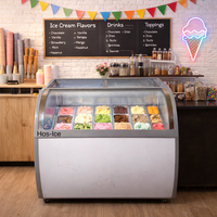 Congélateur de présentation de crèmes glacées à double température, refroidissement direct, dégivrage automatique, usage commercial pour supermarchés