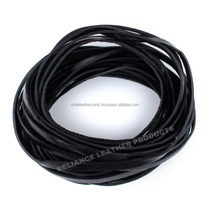 Cordon en cuir plat noir brillant de 5 mm, fabricant de sangles en cuir véritable, approvisionnement en gros - Product Image 2