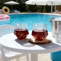 Verre à vin en plastique sans pied octogonal diamanté 12oz sans BPA incassable – Tasse à vin en plastique pour la vente en gros avec logo personnalisé