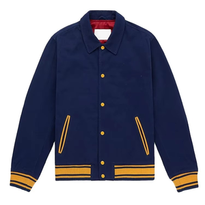 Chaqueta Varsity de Lona Casual de Invierno para Hombre OEM con Capucha, Bordado de Logotipo Personalizado, Cuello Alto, Ajuste Holgado, Calidad Superior, Estilo Béisbol - Product Image 1