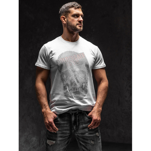Camiseta Blanca para Hombre con Lentejuelas, 100% Algodón Jersey, 220 Gramos, Impresión Serigrafiada, Diseño Gráfico Sólido, Etiqueta Personalizada - Product Image 1