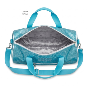 Sac de sport en PU brillant pour cheerleading, sac de week-end scintillant pour la danse et les sports, sac d'équipe personnalisé brodé, grande capacité - Product Image 2