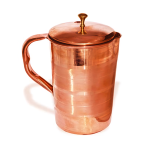 Pichet à eau en cuivre pur fait à la main avec un récipient ayurvédique au fini lisse pour le stockage de l'eau Cuisine Salle à manger avec couvercle - Product Image 6