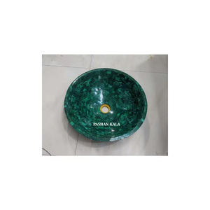 Nouveau style fait main, produit de la meilleure qualité en pierre semi-précieuse naturelle, coquille de coquillage, malachite, évier, décoration d'intérieur - Product Image 1