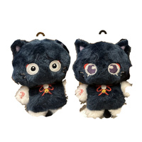 Porte-clés en peluche chat noir personnalisé de 10 cm, mini poupée animale en peluche mignonne, breloque de sac, cadeau en gros OEM ODM