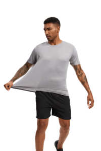 T-shirt décontracté pour homme en jersey de polyester doux uni, à manches courtes, ample, personnalisable avec logo, vente en gros, été, GAF 180 g/m² - Product Image 6