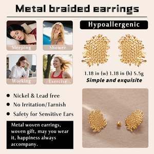 أقراط مرصعة بالنحاس مطلية بالذهب أنيقة على شكل مضفر بتصميم هندسي غير عادي لحفلات الزفاف هدية مجوهرات نسائية - Product Image 4