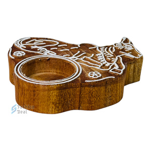 Oferta de Moda Inteligente: Portavelas de Madera Ecológico Hecho a Mano con Forma de Elefante, Impresión en 2 Colores (Sin Vela Tealight) - Product Image 5