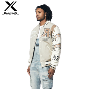 แจ็คเก็ตเบสบอลผู้ชายสุดหรูแบบขายส่ง ผ้าแคนวาส ปักตัวอักษร สไตล์สตรีทแวร์ ปรับแต่งได้ ระบายอากาศดี เหมาะสำหรับฤดูหนาว - Product Image 5