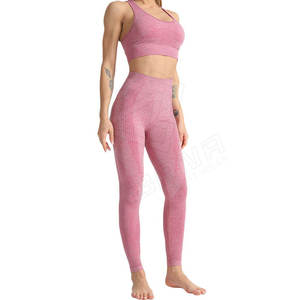 Active Wear Yoga <b>Apparels</b> Women Seamless Yoga Set Work Medium Support Seamless Sports Bra Yoga Set - Product Image 6