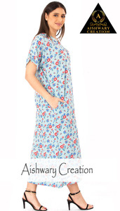 Stylish Cotton Fabric Printed Women's <b>Dress</b> Short Sleeved Free Flowing Design Midi Length Comfortable Daily Wear - Product Image 4
