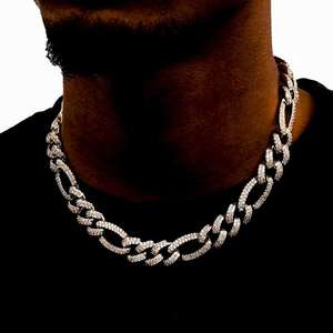 Chaîne cubaine à maillons infinis cloutés pour homme, style Hip Hop, avec diamants VVS et argent sterling 925 plaqué or, taille brillant rond - Product Image 2