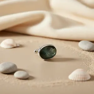 Boutons de manchette et pinces à cravate en labradorite argentée pour hommes, bijoux de cérémonie - Product Image 1