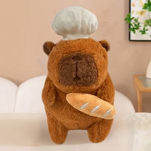 Новая мягкая плюшевая игрушка-капибара из ПП-хлопка в форме повара с белой шапкой, развивающий подарок-комфортер - Product Image 1