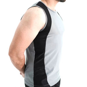 Noir et gris contraste couleur bonne vente faire votre propre nouveau produit respirant coton couleur unie col rond hommes gilet - Product Image 3
