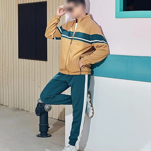 Custom Patch Work Print Cotton Hoodie And Sweatpants Set Sports Joggers Wear Streetwear Casual Contrast Stitch <strong>Tracksuit</strong> For Men - Product Image 6