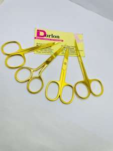 Tijera pequeña chapada en oro con logotipo personalizado, tijera de manicura de acero inoxidable sostenible, tijeras personalizadas para cejas para el cuidado personal - Product Image 2