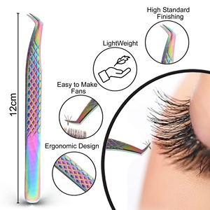 Pinces à épiler multicolores séduisantes pour extensions de cils 3D 6D Volume, avec pointe anti-statique et prise diamantée - Product Image 2