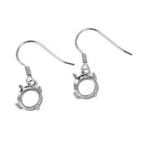 Solide fait à la main en argent Sterling 925 blanc réglage boucles d'oreilles pince 5MM-12MM forme ronde pierres précieuses lunette tasse boucles d'oreilles fabrication de bijoux