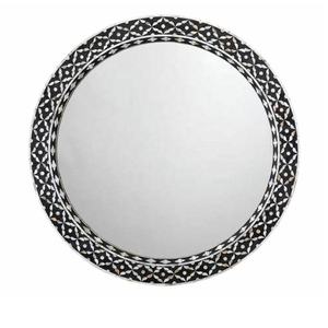 Handmade Antique Replica Bone <b>Mirror</b> <b>Frame</b> Blue Bone Inlay Round <b>Mirror</b> Decorative for Living Room Wall Decor Inlay Craft - Product Image 2
