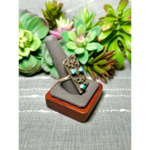 Scott Skeets High Grade Kingman Turquoise Platinum Sterling Silver <b>Adjustable</b> <b>Ring</b> Bezel Set Smooth Cut Boho for Everyday Wear - Product Image 2