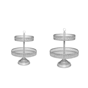 Présentoir à gâteaux rond en métal à deux niveaux de qualité assurée Meilleure vente Présentoir à desserts à double couche Célébrations Supports par Decor impex - Product Image 2