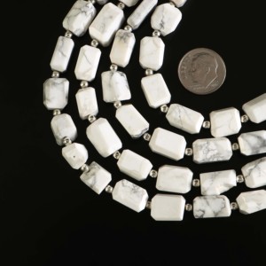 Perles de howlite blanche naturelle facettées, taille 7x9-8x11 mm, perles de howlite en vrac, brin de 8 pouces pour la fabrication de bijoux. - Product Image 2