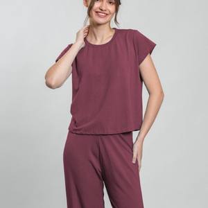 Francés Senior Sense of Ink Painting Pijamas de ocio Primavera y verano Nuevos pantalones largos de manga larga dulces Ropa de casa para mujer - Product Image 6