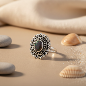 Bague Statement en Argent 925 avec Onyx Noir pour Femme, Bijoux Fins avec Pierre Naturelle, Rhodium, Hypoallergénique, Résistant au Ternissement - Product Image 2