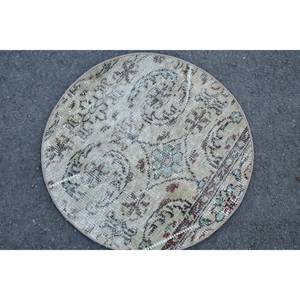 Alfombra de área grande turca vintage estilo clásico beige lana de 23x23 pies con respaldo de látex patrón abstracto para habitación de adolescentes - Product Image 2