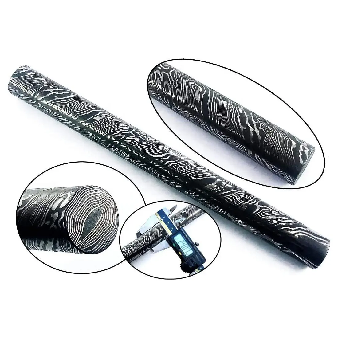 Damascus Steel Rod for Jewelry and Pen Making Damascus Steel Round Bar Rod