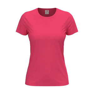 Camiseta de manga corta de algodón con cuello redondo para mujer Camiseta básica lisa de Jersey suave ajustada - Product Image 6