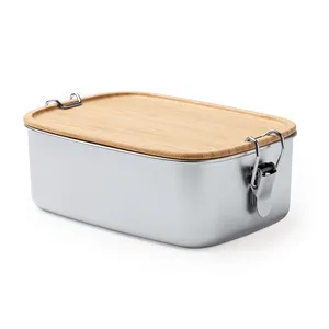 Contenitore per Pranzo Personalizzato in Acciaio Inox e Bambù, Accessori per Catering Personalizzabili - Product Image 1