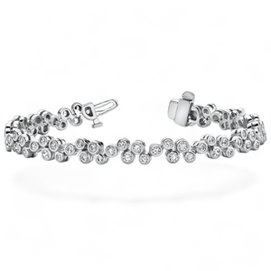 Bracelet en diamant rond (naturel) serti de style intemporel en platine - Product Image 1